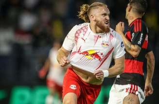 Pitta comemora efusivamente após encerrar jejum de gols pelo Bragantino – Foto Ari Ferreira/Red Bull Bragantino