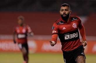 Bruno Henrique comemora gol em vitória do Flamengo sobre a LDU, em 2021 –