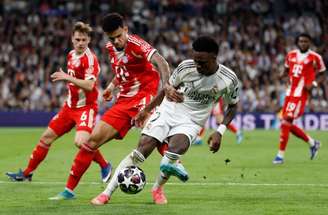 Vinícius Jr na derrota do Real Madrid para o Bayern pela Champions League