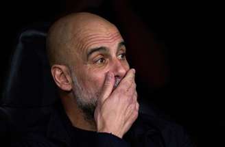 Guardiola durante treinamento do City em meio à fase decisiva na temporada –