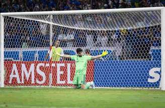 Villarreal celebra o gol da vitória do Cruzeiro sobre o Boca Juniors.