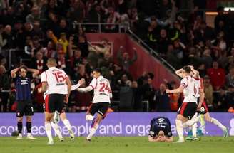 Jogadores do Southampton durante treinamento da equipe –
