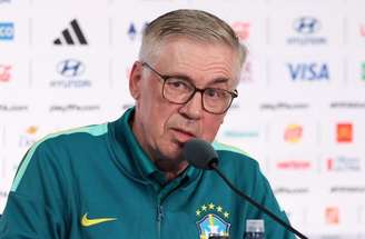 Ancelotti durante a coletiva de imprensa desta sexta-feira (12) –