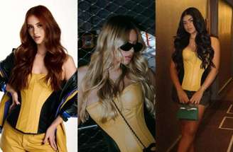 Corset em couro verde e amarelo virou destaque entre as WAGs –