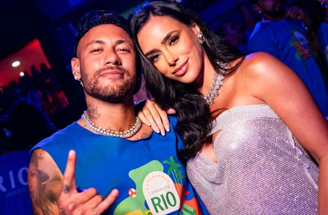 Neymar e Bruna Biancardi durante chá revelação da terceira filha do casal –