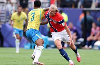 Haaland fez dois gols contra o Brasil, nas oitavas da Copa do Mundo –