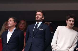 David Beckham no seu camarote durante um jogo da Copa do Mundo –