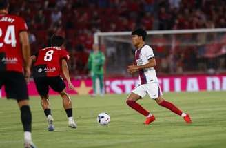 Jogadores do Mallorca comemoram um dos gols marcados na vitória no amistoso diante do PSG –