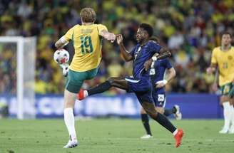 Vini comemora o seu gol, o quarto do Brasil sobre a Austrália.