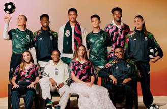 Imagens da coleção do Real Madrid em parceria com a Farm Rio e a Adidas –