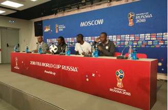 Membros da seleção senegalesa concederam coletiva de imprensa nesta segunda-feira (Foto: Cynthia Nzetia/FIFA)