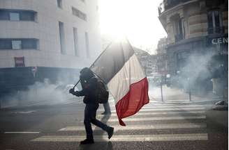 Protesto contra a reforma da Previdência em Paris, na França