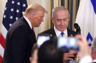Donald Trump e Benjamin Netanyahu se encontraram na Casa Branca nesta segunda-feira, 29