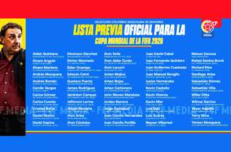Pré-lista de 55 jogadores da Colômbia para a Copa do Mundo – Reprodução