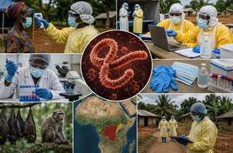 O ebola é uma doença viral aguda, grave, causada por vírus do gênero Ebolavirus, capaz de provocar surtos com alta letalidade – Imagem gerada por IA