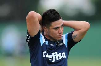 Jonathan Cristaldo, atacante argentino, em treino do Palmeiras em janeiro de 2016