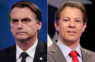 Jair Bolsonaro e Fernando Haddad
 17/8/2018 e  26/9/2018  REUTERS/Paulo Whitaker/Nacho Doce