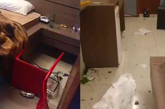 Quarto de motel ficou destruído após casal se agredir