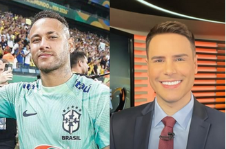 Montagem com fotos do jogador Neymar e do apresentador Luiz Bacci