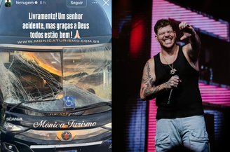 Cantor Ferrugem e equipe sofrem acidente de ônibus no Rio Grande do Sul