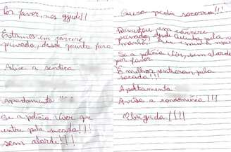 Vítimas jogaram bilhetes para pedir socorro