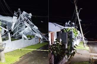 Telhado atingiu outra residência e um carro em Águas de Chapecó (SC)