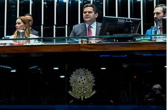 A sessão foi conduzida pelo presidente do Senado, Davi Alcolumbre 