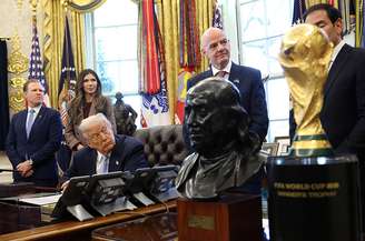 Donald Trump em pronunciamento sobre a Copa do Mundo
