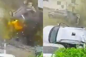 Carro foi arremessado após ser atingido por míssil iraniano