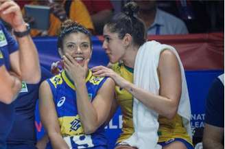 Léia Silva e Natália Zilio em partida com o Brasil na Nations League 