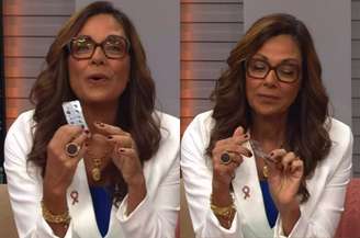 Cristina Ranzolin celebra cura do câncer e toma último remédio ao vivo 