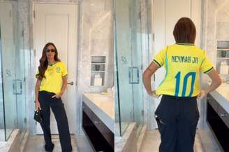Bruna Biancardi escolheu camiseta com dedicatória do amado para o jogo contra o Japão