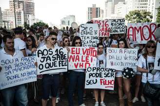 <p>Protesto na Avenida Paulista, em São Paulo, pela redução da maioridade penal</p>