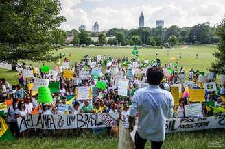 <p>Brasileiros se reuniram no parque Piedmont, localizado no centro de Atlanta</p>