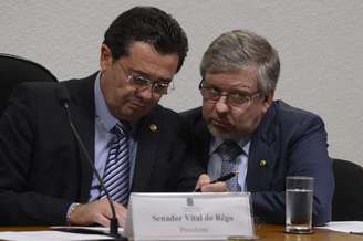 Presidente da CPMI, senador Vital do Rêgo, e o relator, deputado federal Marco Maia 