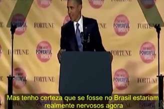 Legenda que aparece em português com a tradução errada do que dizia Obama 