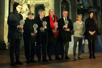 Falcão e outras personalidades, em cerimônia realizada em Florença(Foto: FIGF / Divulgação)