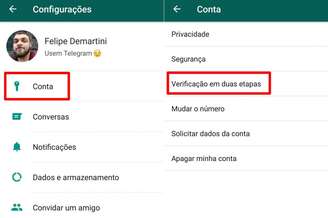 Verificação adicional por senha impede invasão do WhatsApp mesmo com número clonado (Imagem: Reprodução/Felipe Demartini)