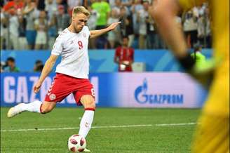 Nicolai Jorgensen perdeu o último pênalti da Dinamarca contra Croácia, nas oitavas de final da Copa do Mundo (AFP)