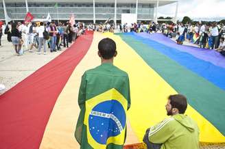 Protesto no Palácio do Planalto. Atualmente, não existe na legislação brasileira crime de homofobia