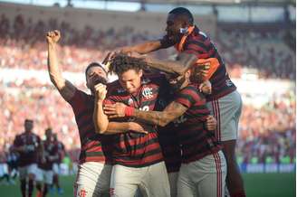 Willian Arão, jogador do Flamengo comemora o gol durante partida contra o Vasco, druante partida válida pela final do Campeonato Carioca 2019, realizado no esstádio do Maracanã, neste domingo (21)