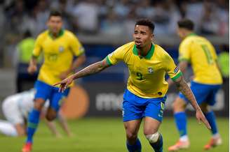 Gabriel Jesus, do Brasil, comemora seu gol na partida contra a Argentina, válida pelas semifinais da Copa América 2019, no Estádio Mineirão, em Belo Horizonte (MG)
