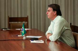 Bolsonaro participou da videoconferência com religiosos de uma sala no Palácio da Alvorada, residência oficial da Presidência da República