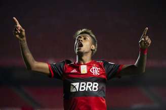 O atacante Bruno Henrique comemorando no Morumbi (Foto: Alexandre Vidal / Flamengo)