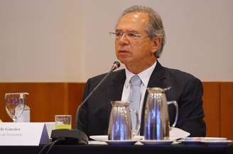 O ministro Paulo Guedes em evento com empresários da indústria.