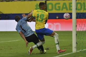 Raphinha foi titular contra o Uruguai e anotou dois gols (FOTO: NELSON ALMEIDA / AFP)