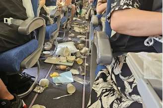 Feridos e refeições espalhadas: forte turbulência em voo deixa 'caos' dentro de avião