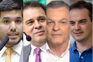 Da esquerda para a direita: André Fernandes (PL), Evandro Leitão (PT), José Sarto (PDT) e Capitão Wagner (União)