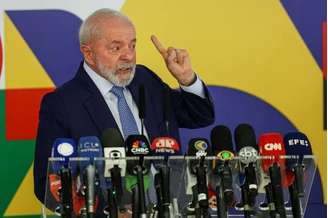 Lula durante coletiva de imprensa, no Palácio do Planalto