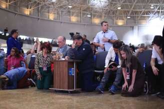 Jair Bolsonaro em culto na Igreja Catedral da Benção, em Taguatinga (DF)